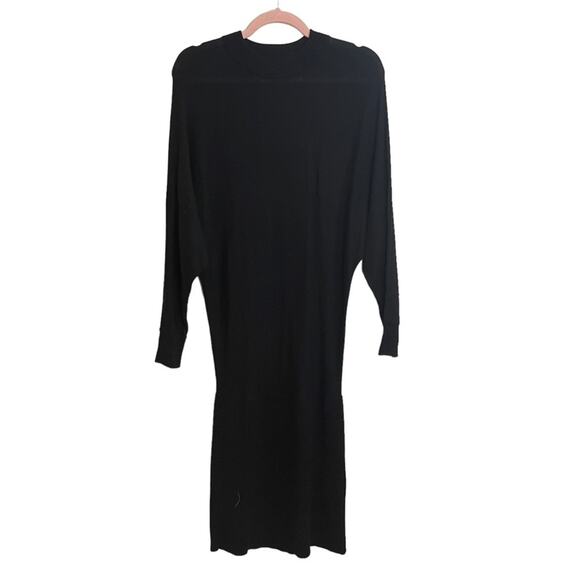 Whistles Black Wool Silk Blend Midi Sweater Dress NWOT - Picture 1 of 7